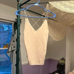 Cream Strappy V-Neck Tank Top